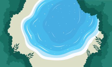 Doğanın Durgun ve Durgun Güzelliği ile çevrili Sakin Mavi Göl 'ün Havadan Görünümü 