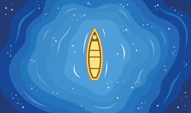 Engin Mavi Su Gölünde Yüzen Teknenin Havadan Görünümü 