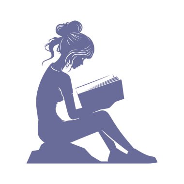 Bir kitabı tek başına tutan ve okuyan genç bir kız.