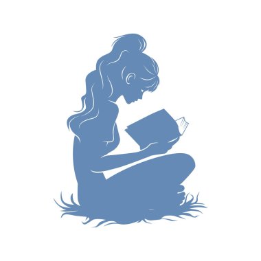 Oturan ve Masal Kitabı okuyan genç kız.