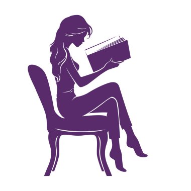 Genç Kız Açık Kitapla Sandalyede Oturuyor