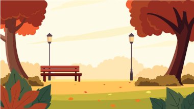 Boş Benç ve Düşmüş Yapraklar Sonbahar Şehir Parkı 'nda