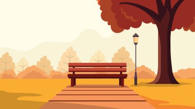 Huzurlu Şehir Parkı 'nda Boş Ahşap Benç