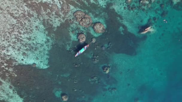 Drohnenboot Und Ozean Tao Thailand Beach Tropical Paradise Hochwertiges Filmmaterial — Stockvideo