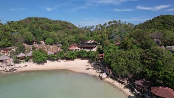 Aerial Drone Łodzi Oceanu Tao Tajlandii Beach Tropical Paradise Wysokiej — Wideo stockowe