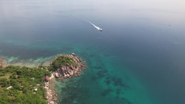 Aerial Drone Barca Oceano Tao Thailandia Beach Tropical Paradise Filmati — Video Stock