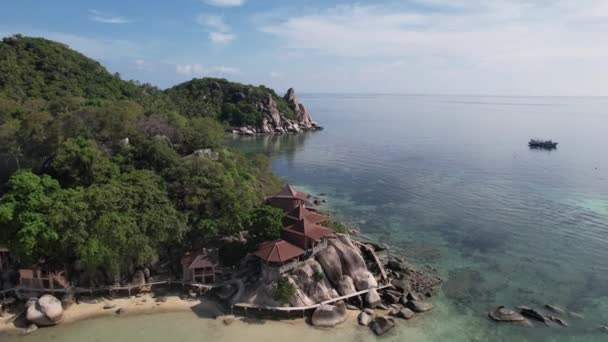 Aerial Drone Boat Sea Tao Thailand Beach Tropical Paradise 고품질 — 비디오