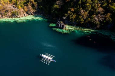 Filipinler koronuyla ikiz göl turkuvaz sularının hava görüntüsü. Yüksek kalite fotoğraf