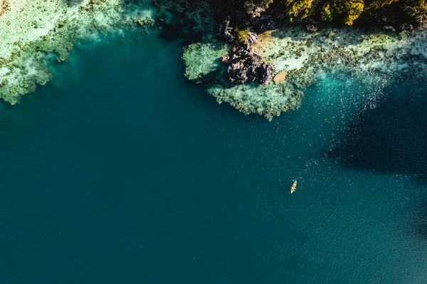 Vue Aérienne Des Eaux Turquoise Twin Lagoon Avec Drone Philippines — Photo