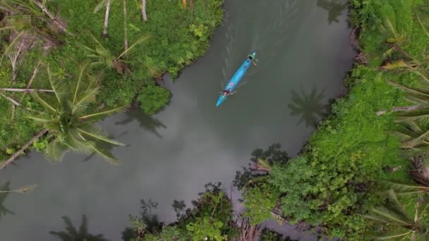 フィリピン多様なコンテンツジャングル ボート 裸の島ヤシのスイング 台風8号 Odette 以降のコンテンツ 高品質のフルHd映像 — ストック動画