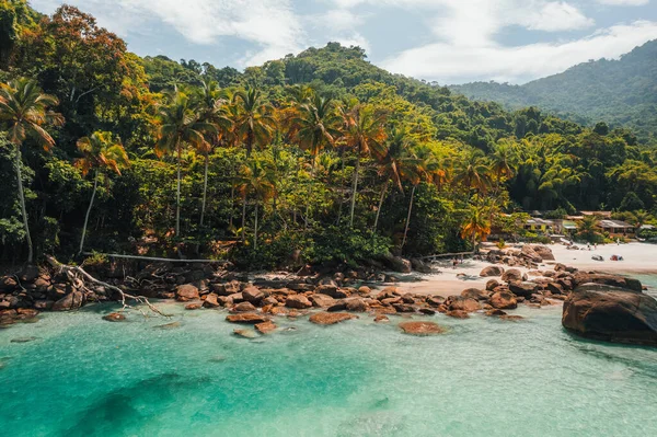 stock image Big island Ilha Grande aventureiro beach Angra dos Reis, Rio de Janeiro, Brazil . High quality photo. Full Island tour Drone footage aerial view