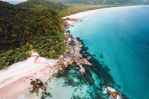 stock image Big island Ilha Grande Abraao beach in Angra dos Reis, Rio de Janeiro, Brazil . High quality photo San Antonio Beach Praia San Antonio Lopes Mendes Beach in Background. 