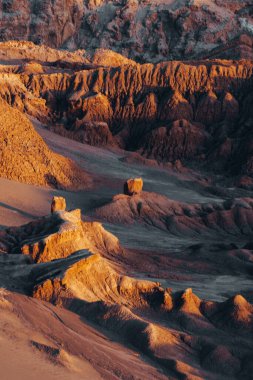Valle de la Luna Ay Vadisi 'nin güzel manzarası San Pedro de Atacama Çölü Şili. Yüksek kalite fotoğraf