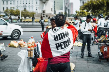 Lima, Peru - January 20, 2023: Political Protests and demonstrations with flags on the streets of Lima. High quality photo