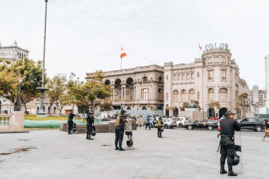 Lima, Peru - January 20, 2023: Protests on the streets of Lima San Martin Square. High quality photo
