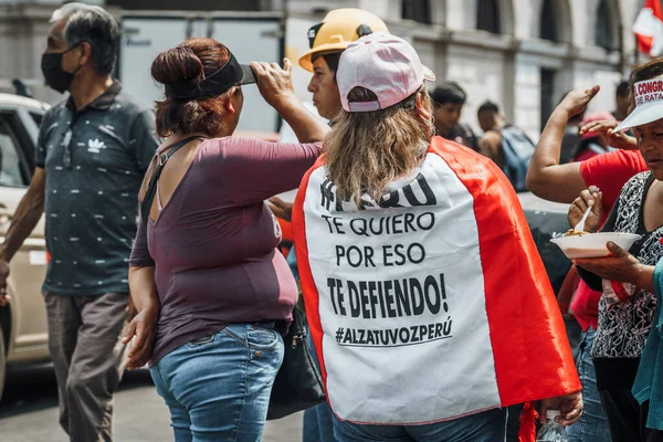 Lima, Peru - January 20, 2023: Political Protests and demonstrations with flags on the streets of Lima. High quality photo