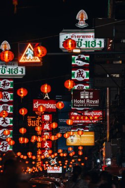 Chinese New Year Lunar in Chinatown Bangkok Thailand with Lanterns and Lights. High quality photo