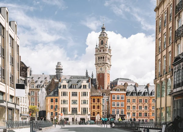 Kilátás Grand Place Lille Flanders Franciaország Generalle Gaulle Kiváló Minőségű — Stock Fotó