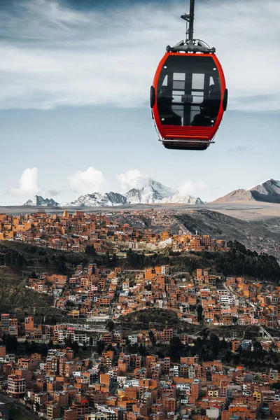 Amazing Panoramic View Cable Car Teleferico Capital Bolivia Paz South Rechtenvrije Stockafbeeldingen