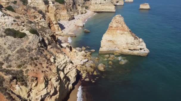 Full Aerial Drone Video View Praia Marinha Algarve Portugal High — Video