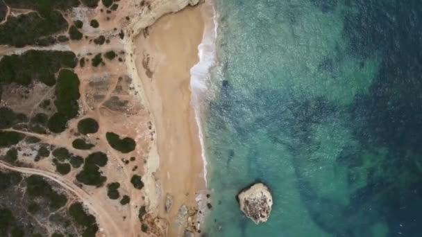 Full Aerial Drone Video Veduta Praia Marinha Algarve Portogallo Filmati — Video Stock