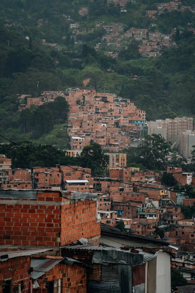 Fotos Nas Ruas Comuna Casas Coloridas Bairro Medellín Colômbia Foto — Fotografia de Stock