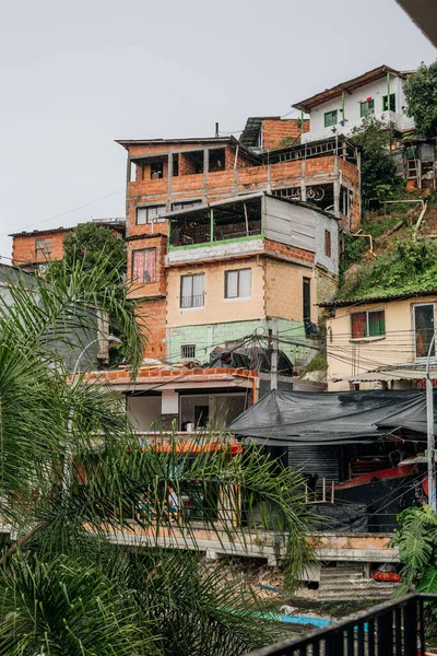 Photos Dans Les Rues Comuna Maisons Colorées Quartier Medellin Colombie — Photo