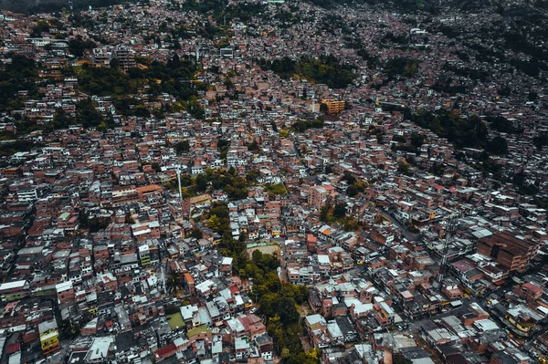 stock image Aerial photo of comuna in Medellin, Colombia, Comuna 13. High quality photo