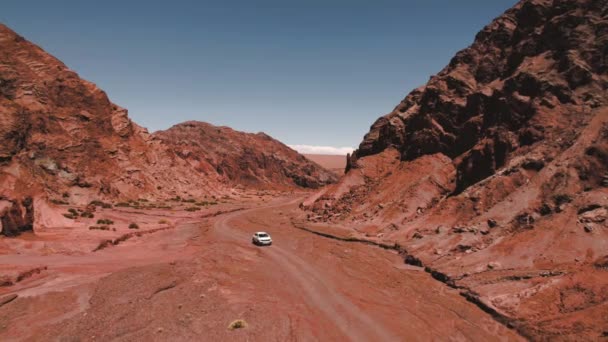 San Pedro Atacama Çölü Şili Deki Gökkuşağı Vadisi Kırmızı Kayaları — Stok video