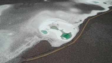Tuz Gölü Baltinache San Pedro de Atacama Çölü Şili Hava Aracı Manzarası. Yüksek kaliteli video