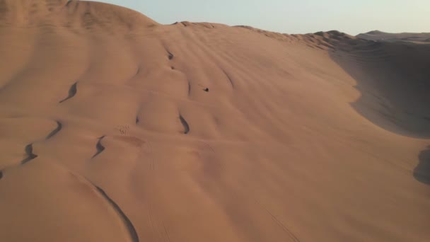 Drone Aéreo Conteúdo Deserto Dunas Areia Comícios Buggys Huacachina Ica — Vídeo de Stock