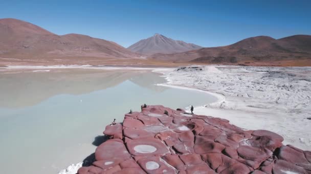 Piedras Rojas Red Rocks Lagoon San Pedro Atacama Chili Hoge — Stockvideo