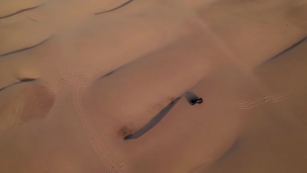 Drohneninhalt Von Wüste Sanddünen Rallyes Und Buggys Huacachina Ica Peru — Stockvideo
