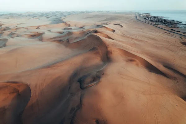 Aerial Dune Textures Namibian Desert Sunset Swakopmund Namibia Africa High — Stock Photo, Image
