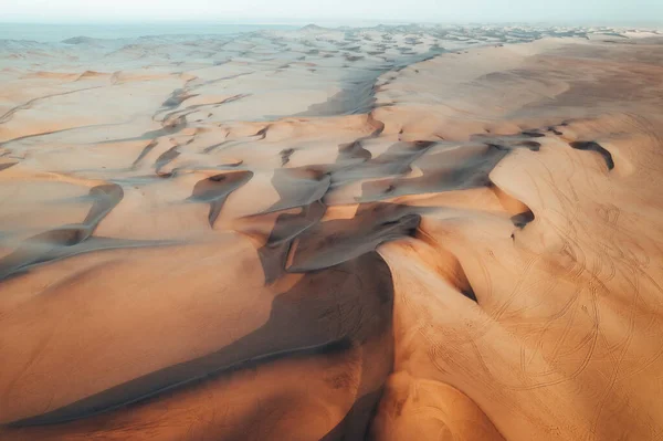 Aerial Dune Textures Namibian Desert Sunset Swakopmund Namibia Africa Foto — Foto de Stock
