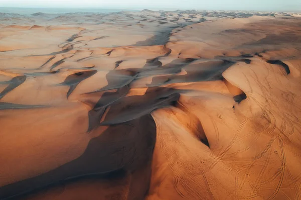 Aerial Dune Textures Namibian Desert Sunset Swakopmund Namibia Africa Foto —  Fotos de Stock