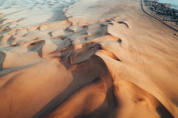 Luchtduin Texturen Van Namibische Woestijn Zonsondergang Swakopmund Namibië Afrika Hoge — Stockfoto