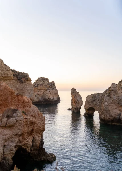 Herrlicher Blick Auf Ponta Piedade Bei Sonnenaufgang Lagos Algarve Portugal — Stockfoto