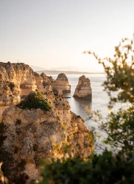 Vista Maravilhosa Ponta Piedade Durante Nascer Sol Lagos Algarve Portugal — Fotografia de Stock