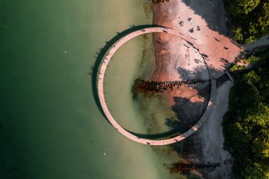 Aarhus, Danimarka 'daki Ünlü Sonsuz Köprü' nün Havadan Çekimi. Yüksek kalite fotoğraf