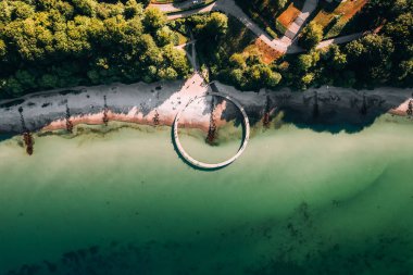 Aarhus, Danimarka 'daki Ünlü Sonsuz Köprü' nün Havadan Çekimi. Yüksek kalite fotoğraf