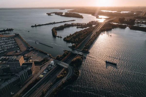 Вид Воздуха Аквадук Хардервейке Veluwemeer Нидерланды Высококачественные Кадры — стоковое фото