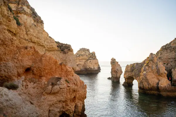 Herrlicher Blick Auf Ponta Piedade Bei Sonnenaufgang Lagos Algarve Portugal — Stockfoto