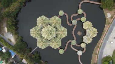 Antik kentin, Antik Siyam 'ın, Bangkok Tayland' daki Muang Boran 'ın hava görüntüleri. Yüksek kalite fotoğraf