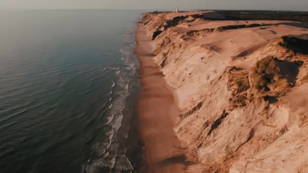 Drone Beelden Bij Rubjerg Knude Lighthouse Bij Denmark Coastline Hoge — Stockvideo