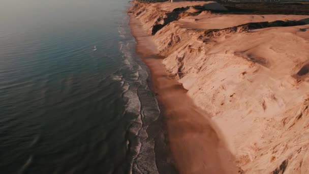 Drone Beelden Bij Lonstrup Lokken Coastline Vlakbij Rubjerg Knude Denemarken — Stockvideo
