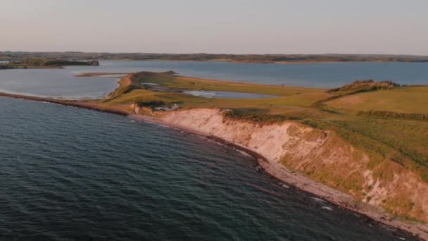 Aerial Footage Peaceful Island Helnaes Island Funen Fyn Denmark High — Stock Video
