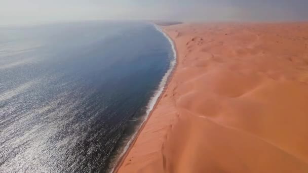 Luchtdrone Desert Meets Ocean Sandwich Harbour Namibië Afrika Hoge Kwaliteit — Stockvideo