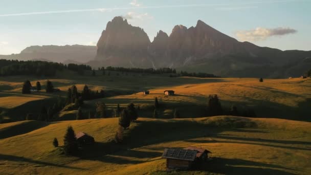 Imágenes Drones Alpe Siusi Seiser Alm Dolomites South Tyrol Italy — Vídeos de Stock