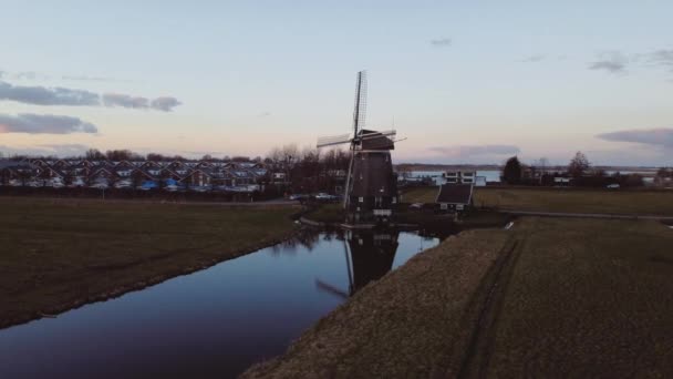 Imagens Drones Moinho Vento Tradicional Uitgeest Holanda Imagens Fullhd Alta — Vídeo de Stock